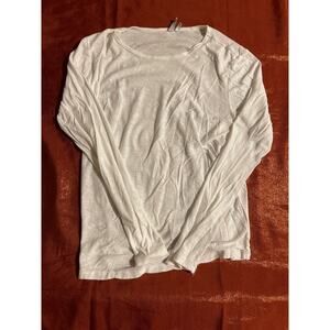 COMUNE Top Womens S White Lightweight Slub Long Sleeve Crew Neck Tee Layering